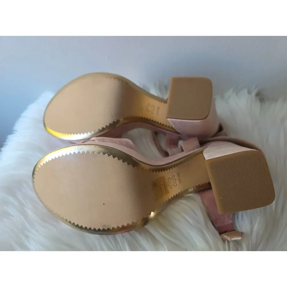 Tory Burch Loretta Velvet Plateau Sandals Blush Pink Size 10.5